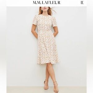 MM. Lafleur Cream Midi Dress with Brown Spot Print